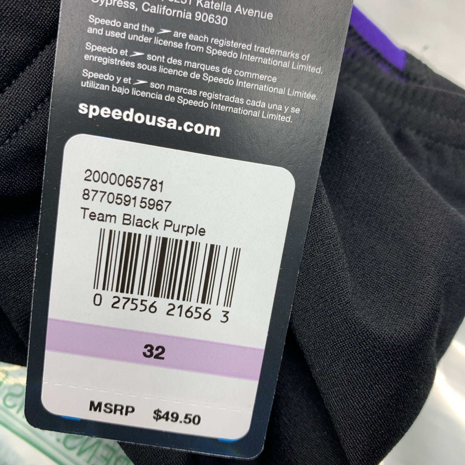 Speedo Men's 32 Endurance+ Spark Splice Brief Swimsuit Black/Purple Underwear