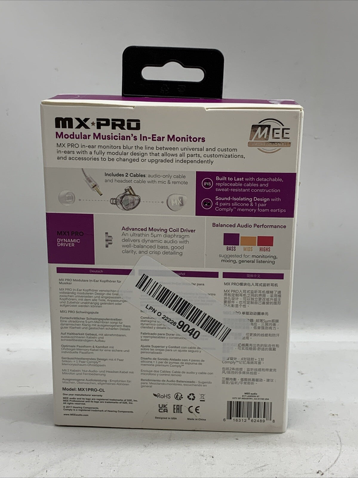 Mee Mx Pro Professional Mx 1 Dynamic Driver Modular Musicians In-ear Montors