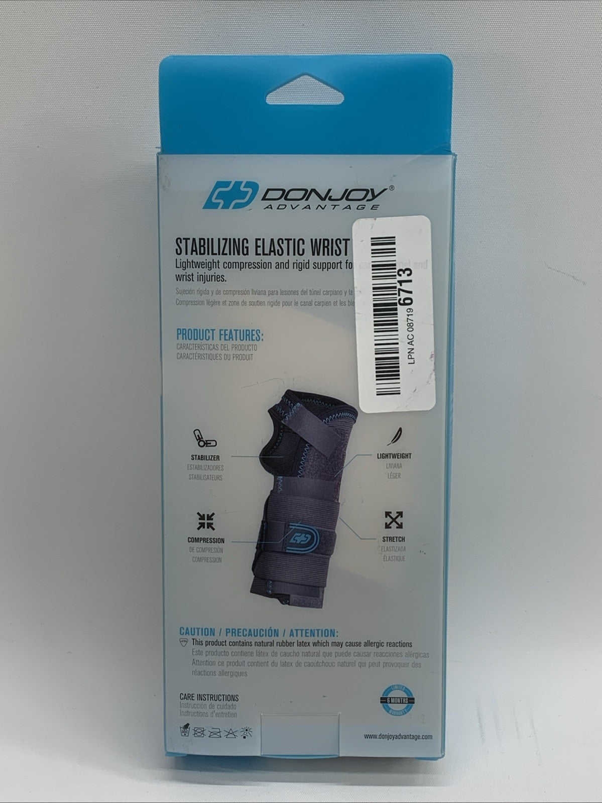 Donjoy Advantage Stabilizing Elastic Wrist Left with Palmer Stay Size XS/S Beige