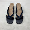 NYDJ Womens Contessa Suede Wedge Sandals Navy Size 10M Slip-on Open Toe Suede