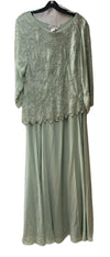 J Kara Women's Long Beaded Mother of Bride Groom Formal Dress Mint Green Size 18