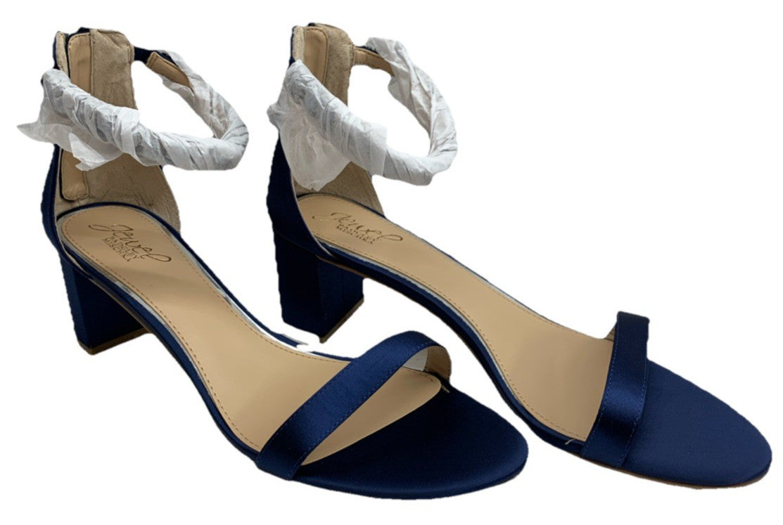 BADGLEY MISCHKA Jewel Catalina Navy Ankle Strap Block Heel Sandal JW4014 Size 11
