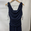 R&m Richards Women's Glitter Knit Chiffon Evening Gown Navy Blue 10 Sleeveless