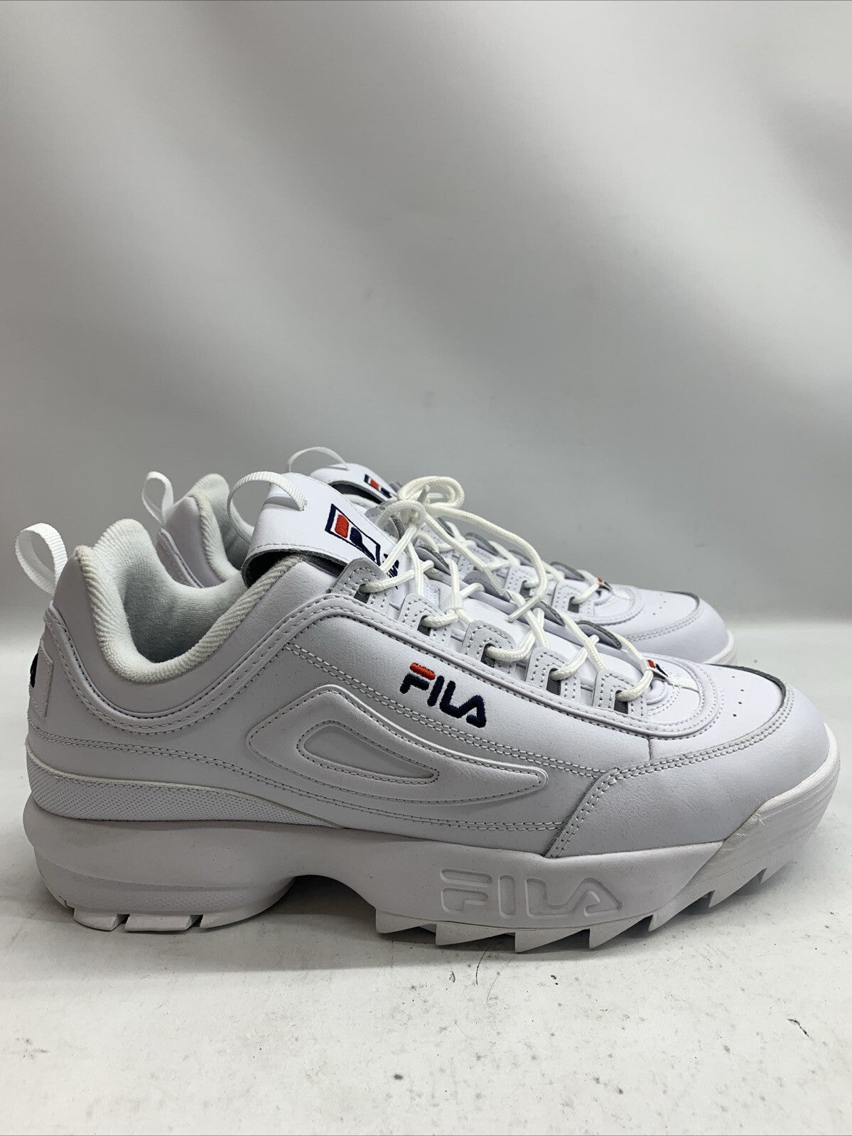 Fila Men's Strada Disruptor II Sneakers White US 14 Lace-up Shoes Lightweight