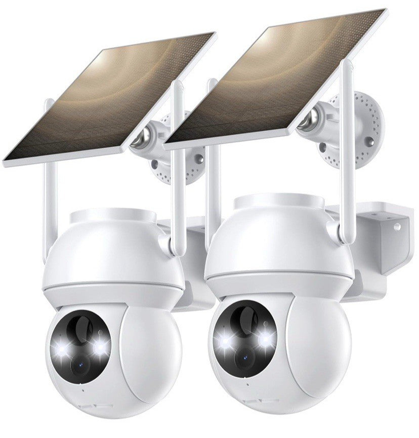 Solar Security Cameras Wireless Outdoor, Wifi Camera Outdoor 2K 360° View White