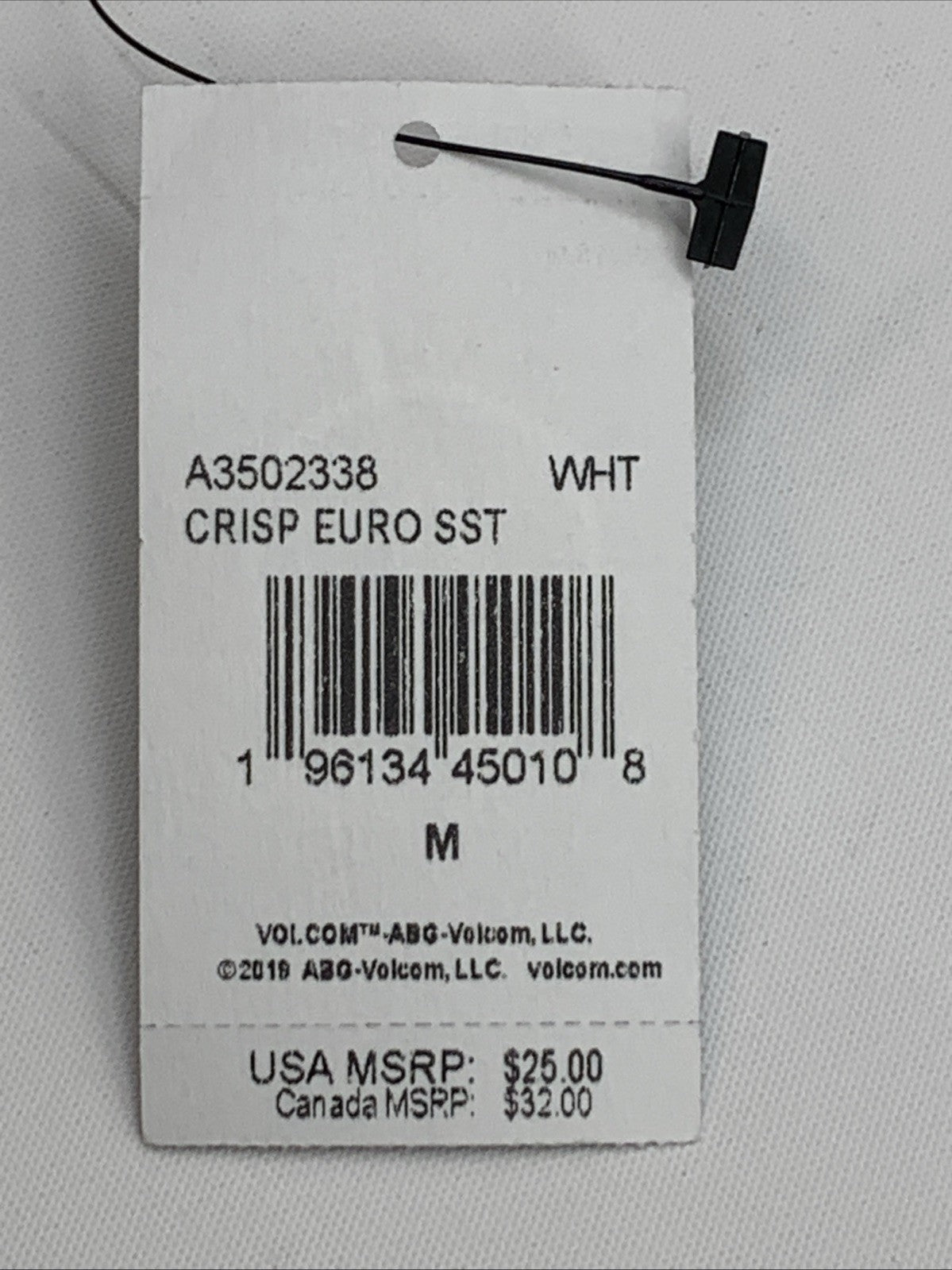 Volcom Men's Crisp Euro Short Sleeve Tee T-shirt White Medium Crew Neck A3502338