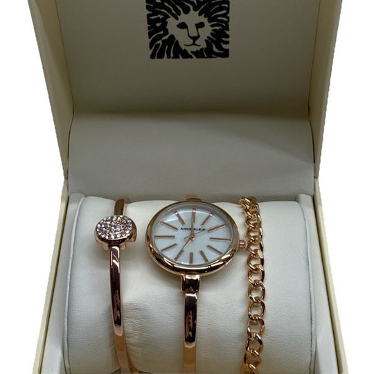 Anne Klein Women AK/1470RGST (610D) Rose Gold-tone Bangle Watch and Bracelet Set