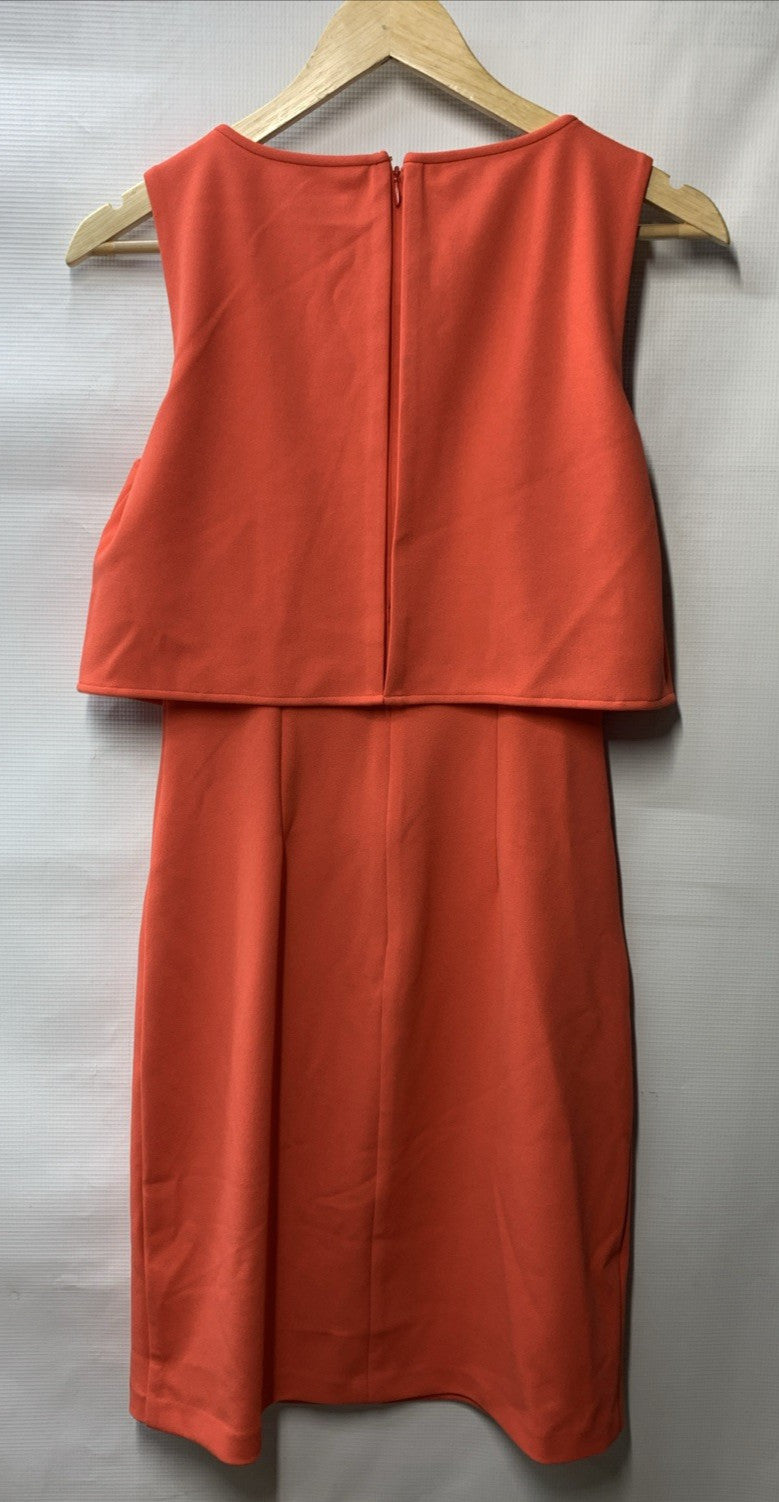 Trina Turk Women's Red Faux Layer Cutout Electric Dress Size 2 Orange Sleeveless