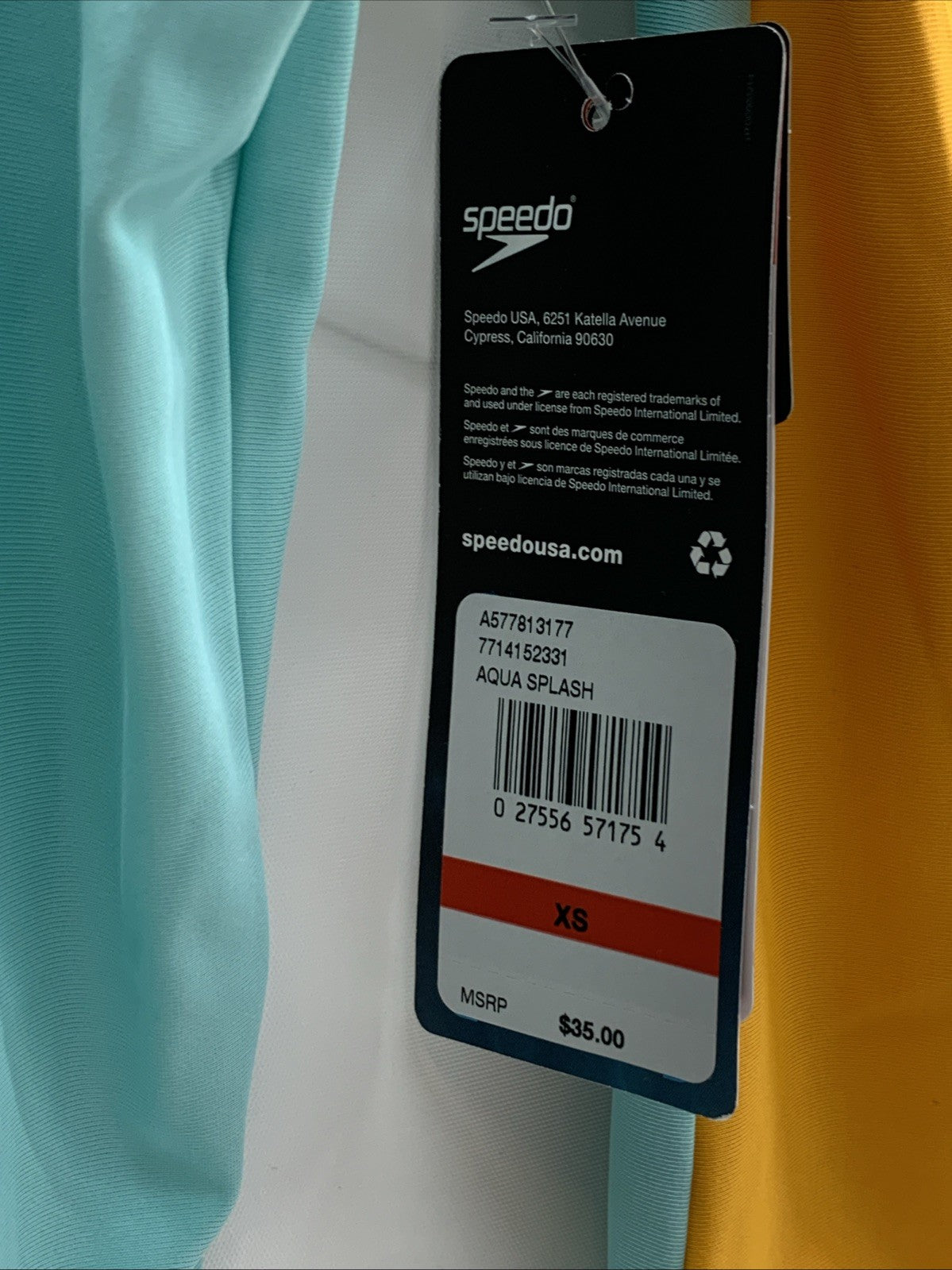 Speedo Girl's S Aqua Splash Orange UPF 50+ Swim Shirt Rash Guard Long Sleeve XS