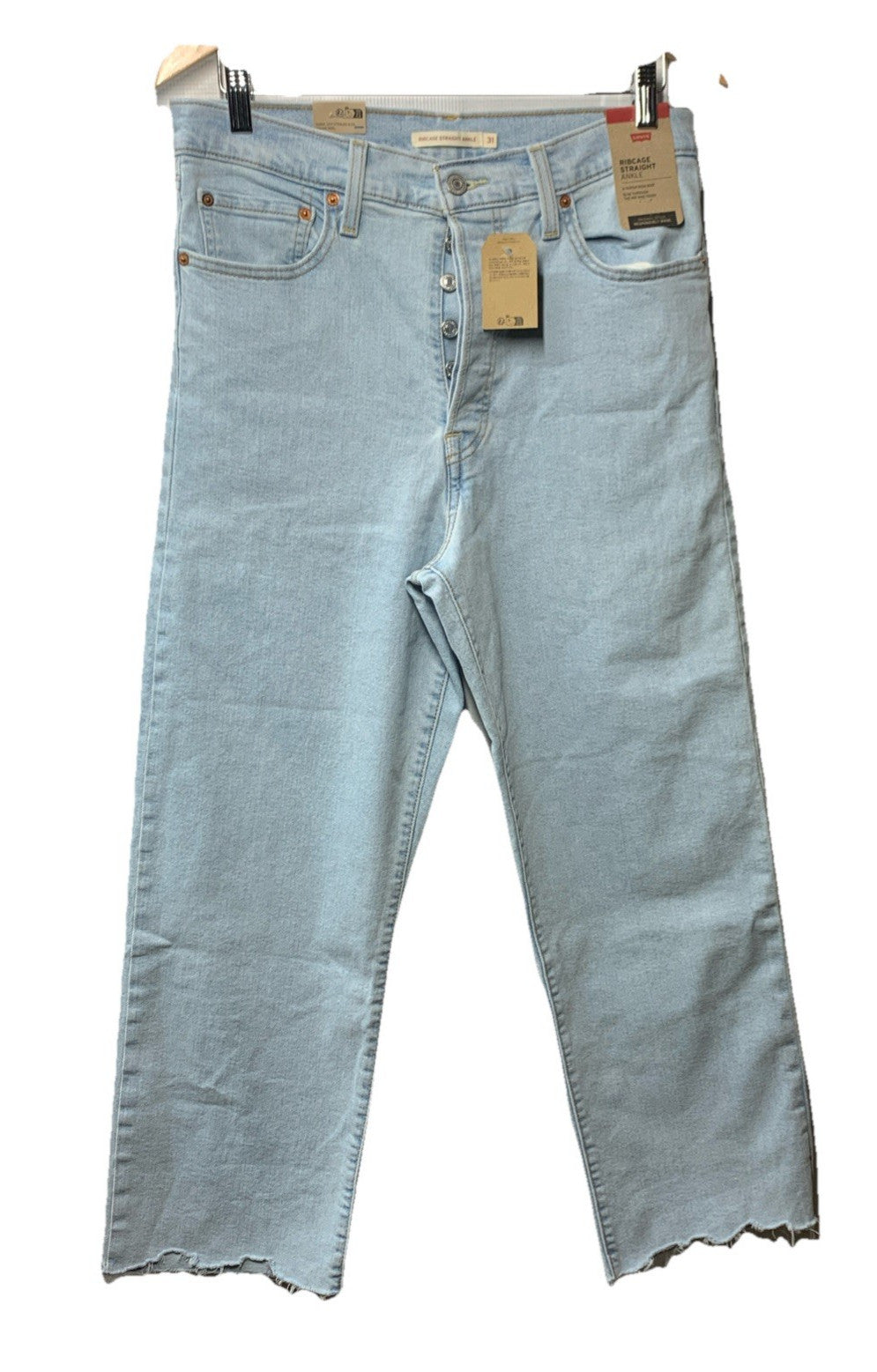 Levi's Women's Ribcage Straight Ankle Jeans Summer High Rise Long Pants Size 31