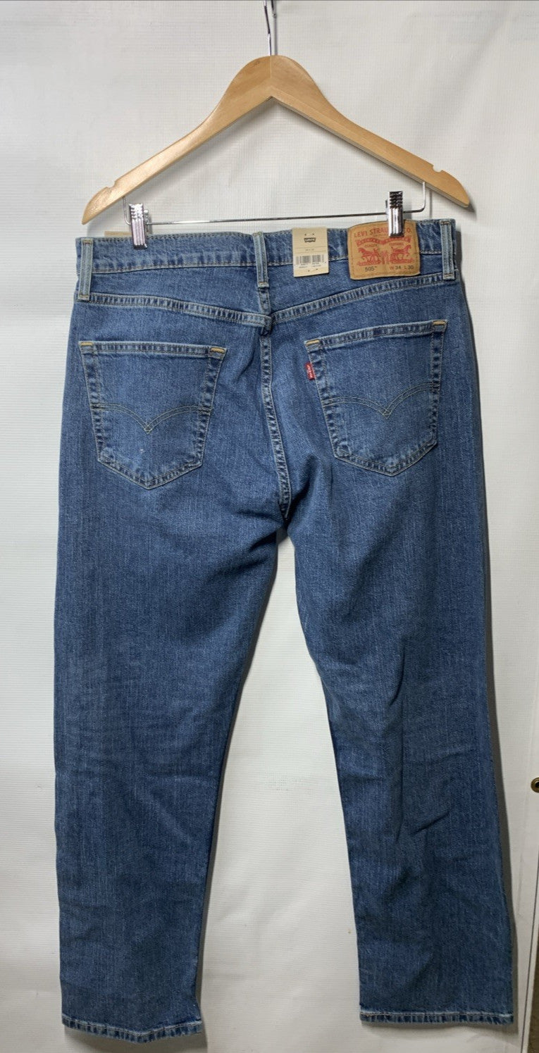Levi's Men's 505 Regular Fit Straight Leg Jeans Long Pants Eco Ease Size 34x30