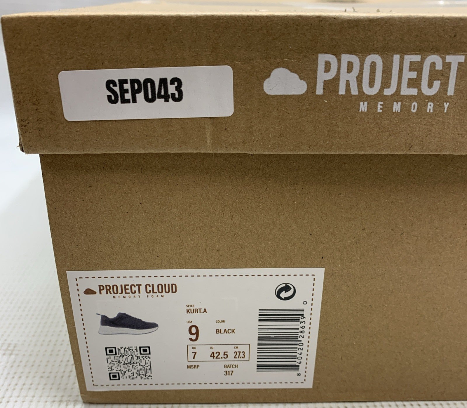 Project Cloud Men Shoe Kurt.A Black/White Size 9 Lace-up Walking Sneaker Casual