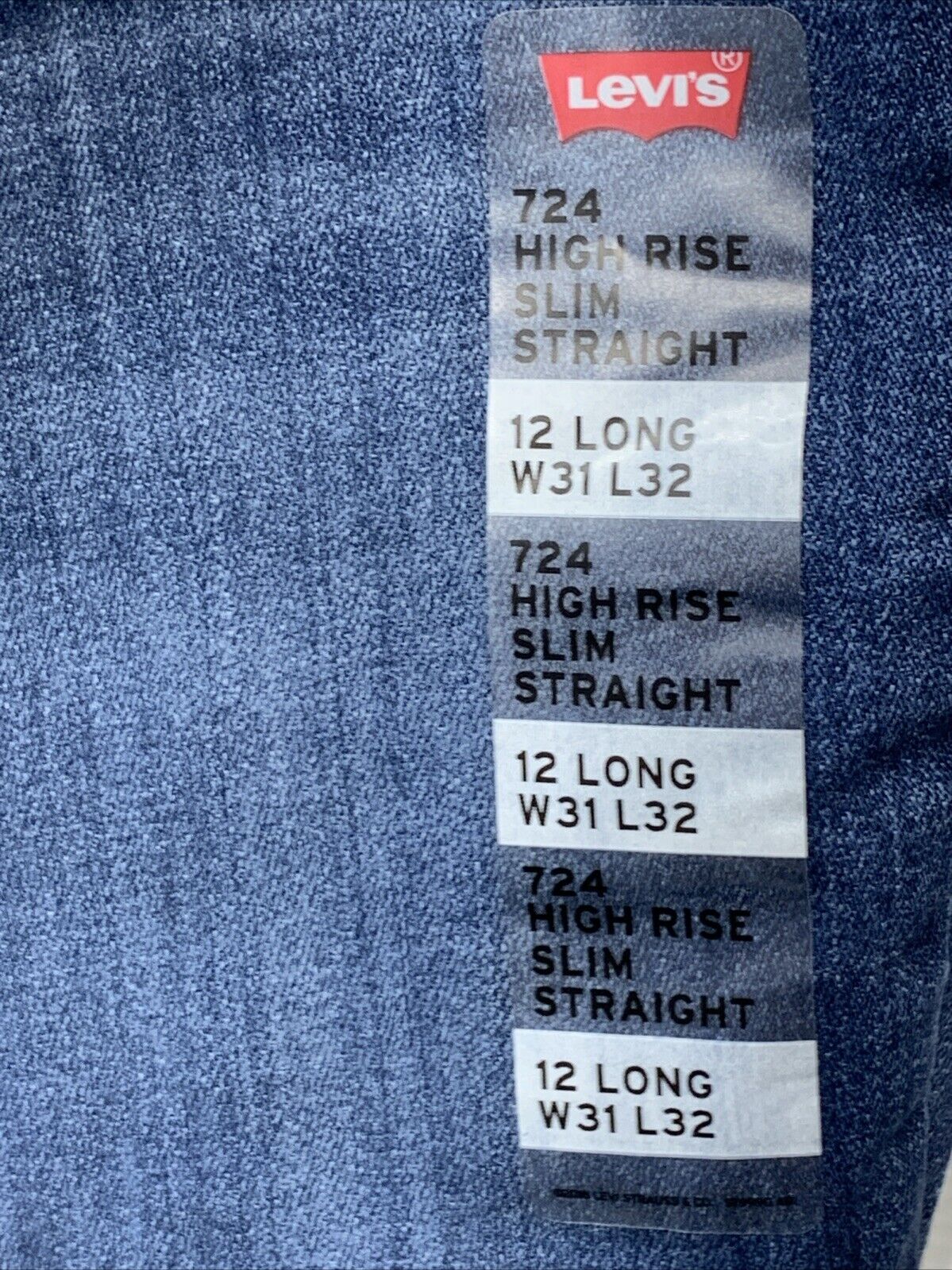 Levi's 724 Women's High Rise Straight Leg Jeans Slim 12L 31/32 Long Pants Blue