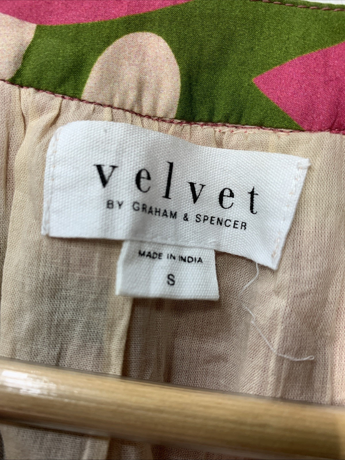 Velvet by Graham & Spencer Women's Tracy Printed Silk Cotton Voile Dress Size S