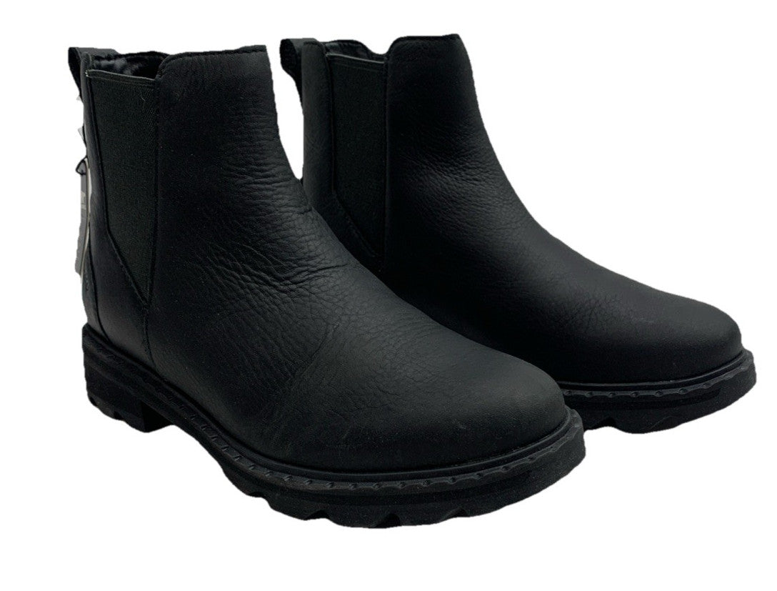 Sorel Emelie Chelsea Boots Leather Booties Waterproof Black NL3696-010 Size 8