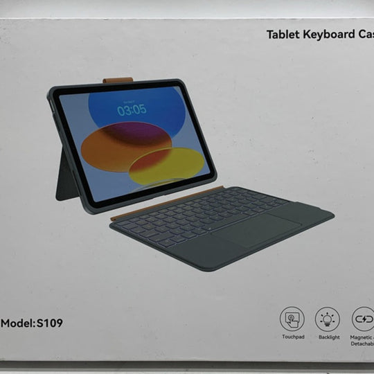 Tablet Keyboard Case S109 Removable Cover Gray/Orange for iPad 10th Generation