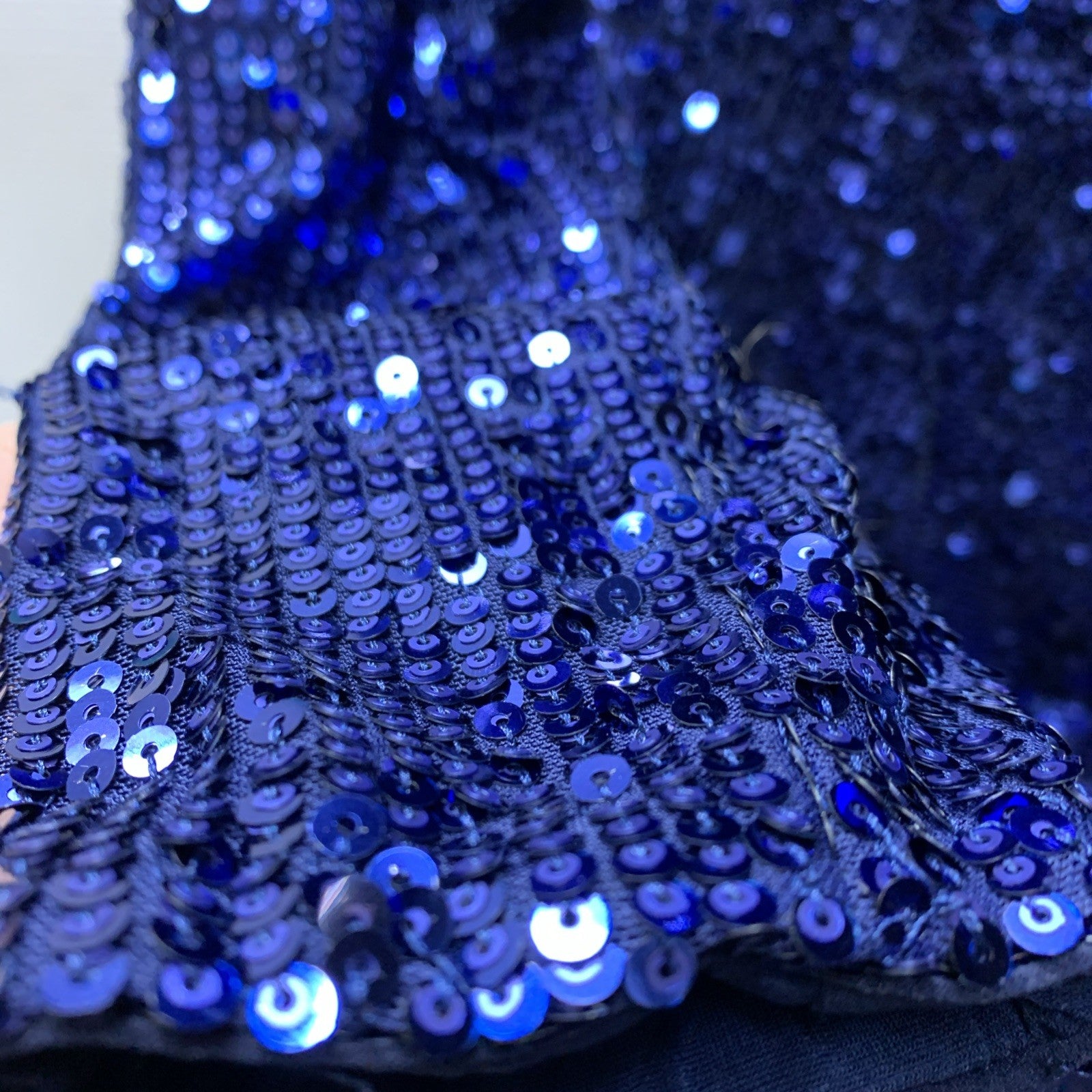 Dress The Population Blue Sequin Front Slit Long Sleeve Cocktail Dress Size XXL