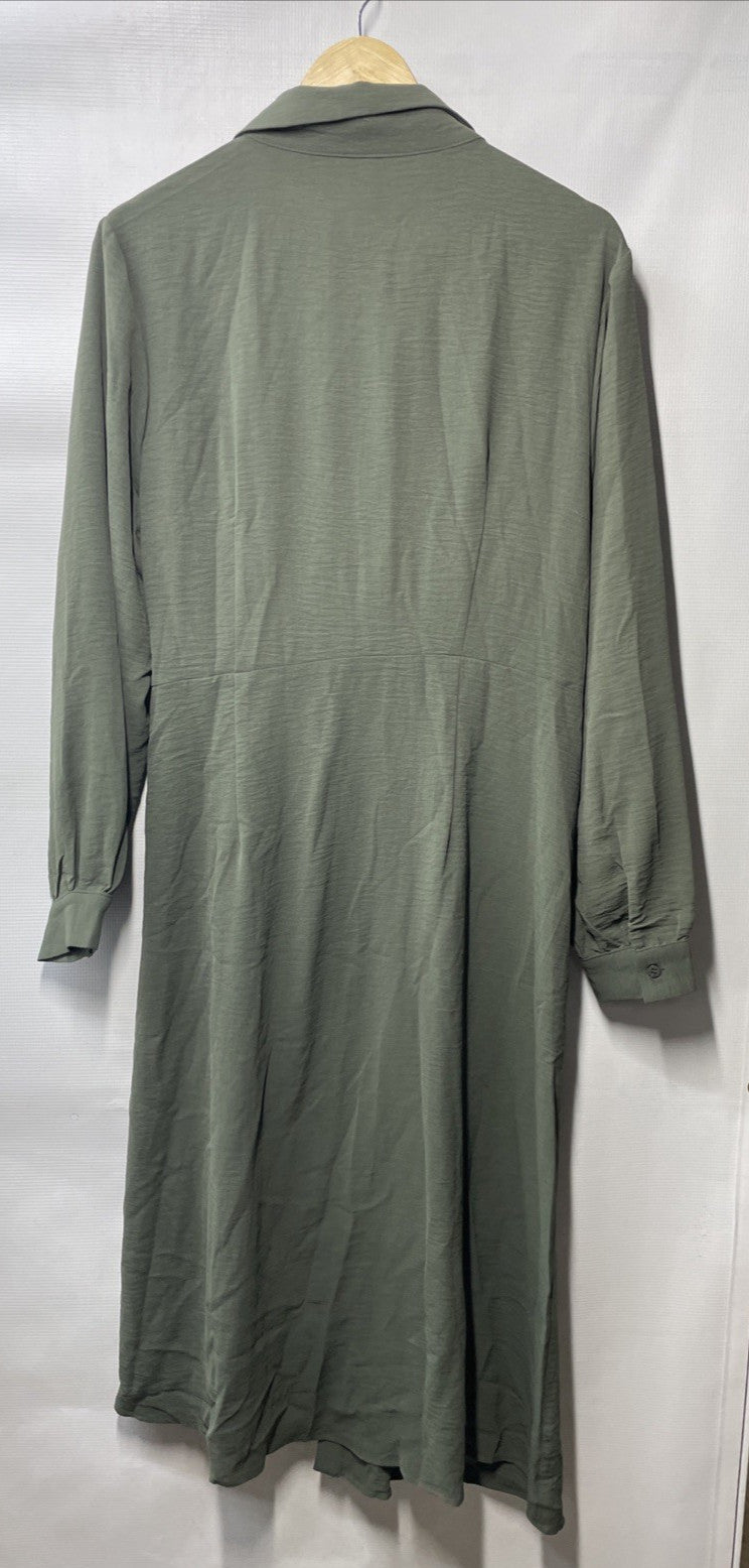 Hanna Nikole Women Plus Size Fall Dresses 2024 Casual Long Sleeve Size W16 Green