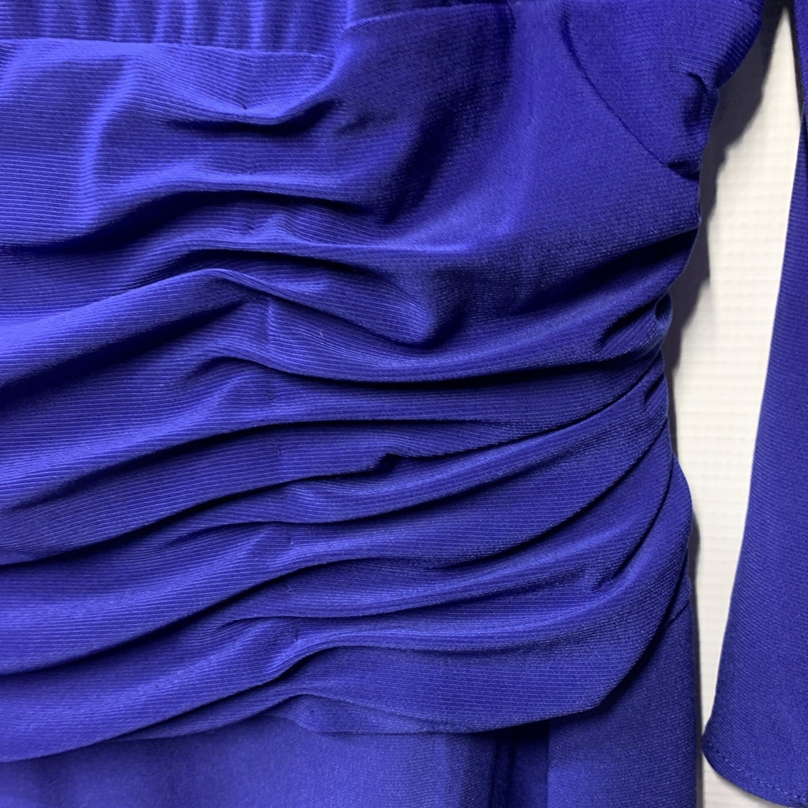 S.L. Fashions Womens Long Length Ruched Waist Formal Evening Dress Size 14P Blue