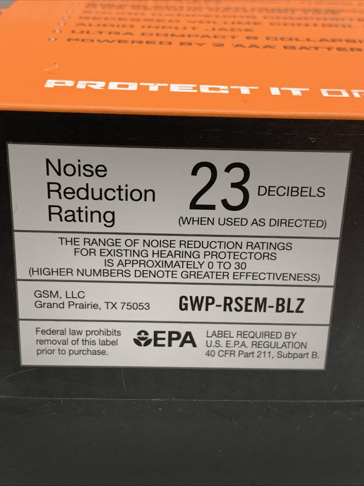 Walker's Game Ear Razor Slim Hearing Electronic Orange Earmuff - GWP-RSEM-BLZ