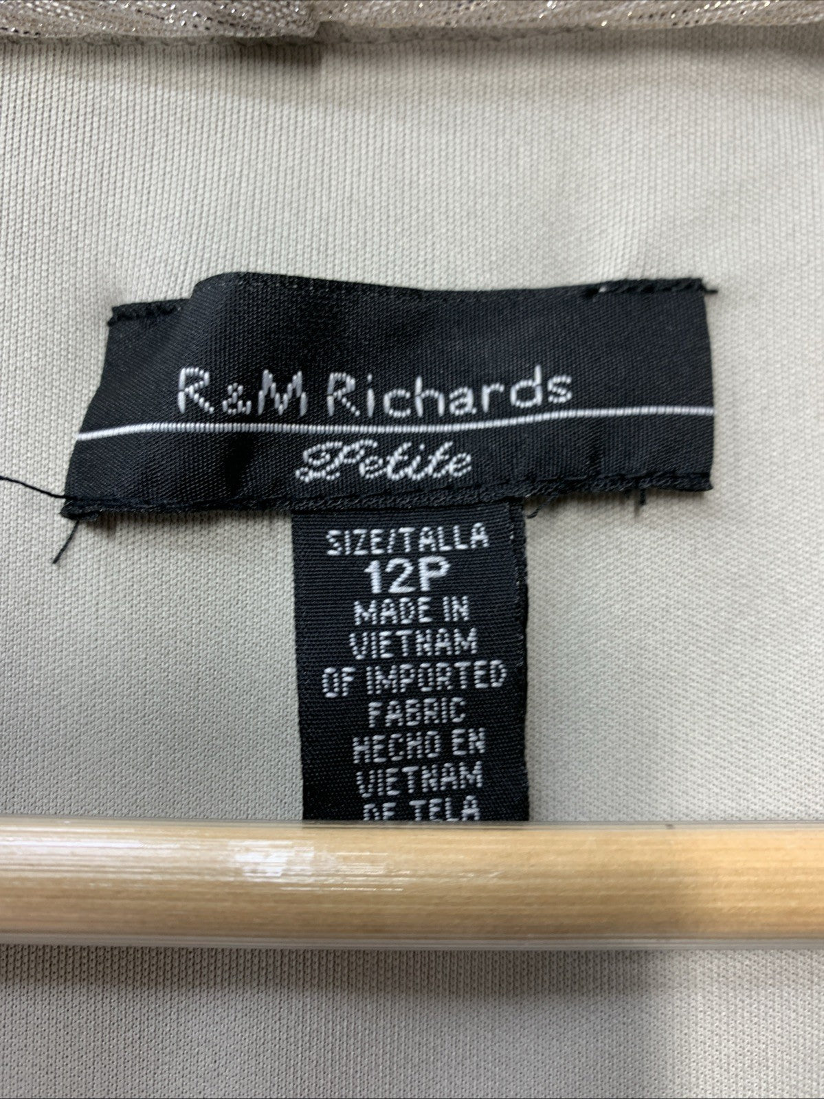 R&M Richards Womens 3 Piece Set Pants Open-Front Blazer Size 12 Champagne 445786