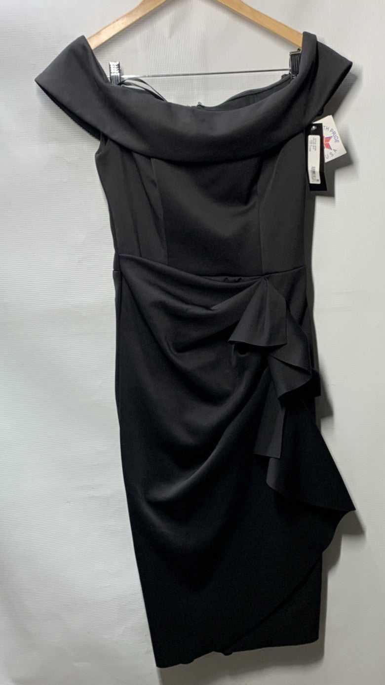 Xscape Women's Off-The-Shoulder Scuba Crepe Evening Cocktail Dress Size 8 Black