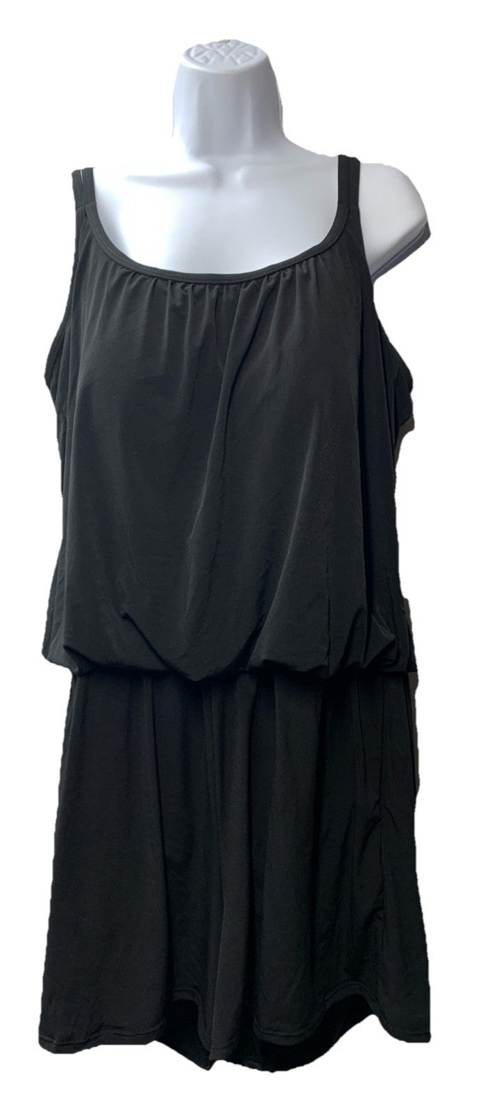 Maxine Of Hollywood MW9MD45 Swim Romper One Piece Swimsuit 20W Black Swimwear