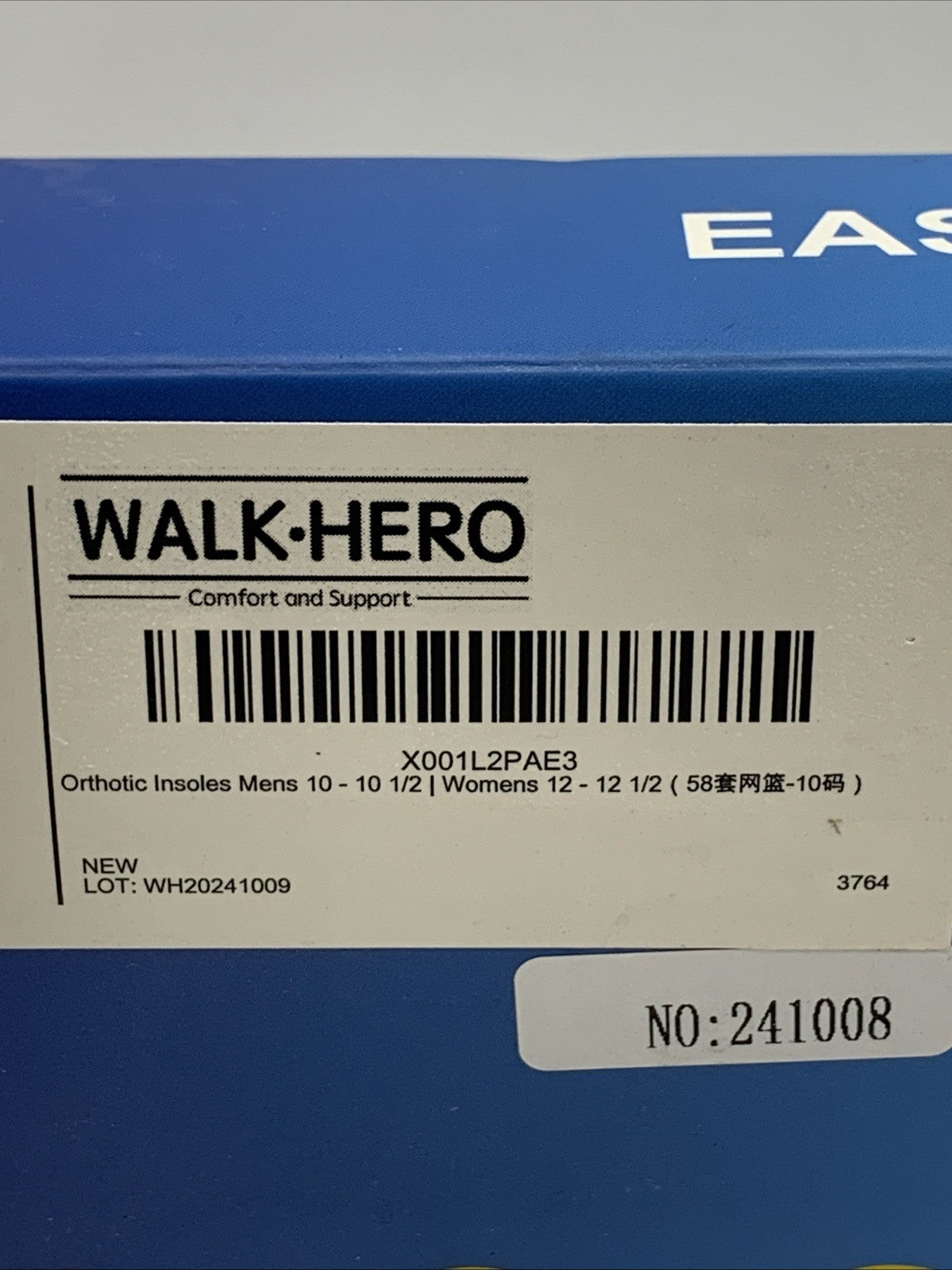 Walk Hero Medical Orthotic Insoles Men 10-10.5 Woman 12-12.5 Plantar Fasciitis