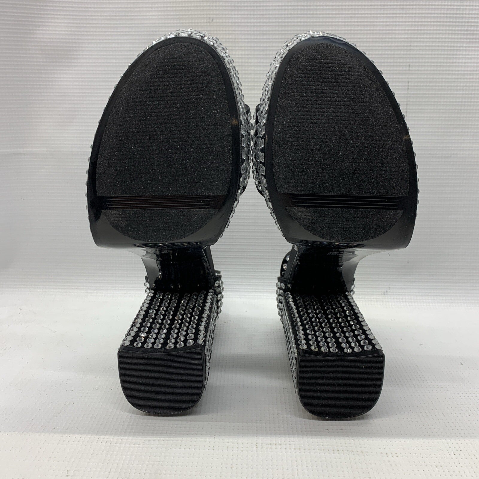 D'Amelio Brands Mayvinaa Platform Sandal Size 8 Black Crystal Satin Block Heel