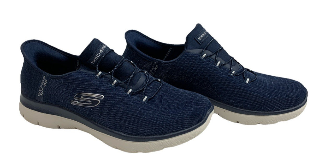 Skechers 150128 Slip-Ins Air-Cooled Memory Foam Sneaker Blue/silver Size 9 Wm