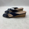 NYDJ Womens Contessa Suede Wedge Sandals Navy Size 10M Slip-on Open Toe Suede