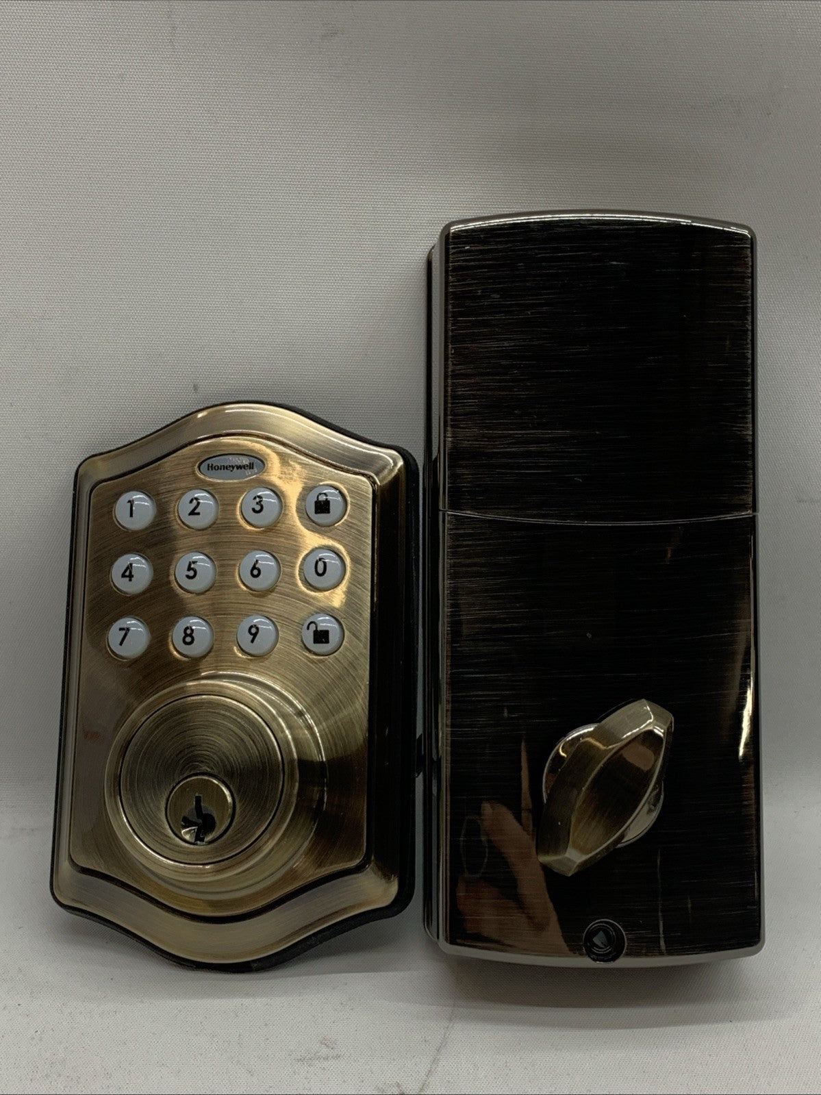 Honeywell Electronic Deadbolt Door Lock with Keypad in Antique Brass, 8712109