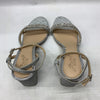 Jewel Women's Badgley Mischka Charlee Block Heel Sandal Sliver Size 9.5 Open Toe
