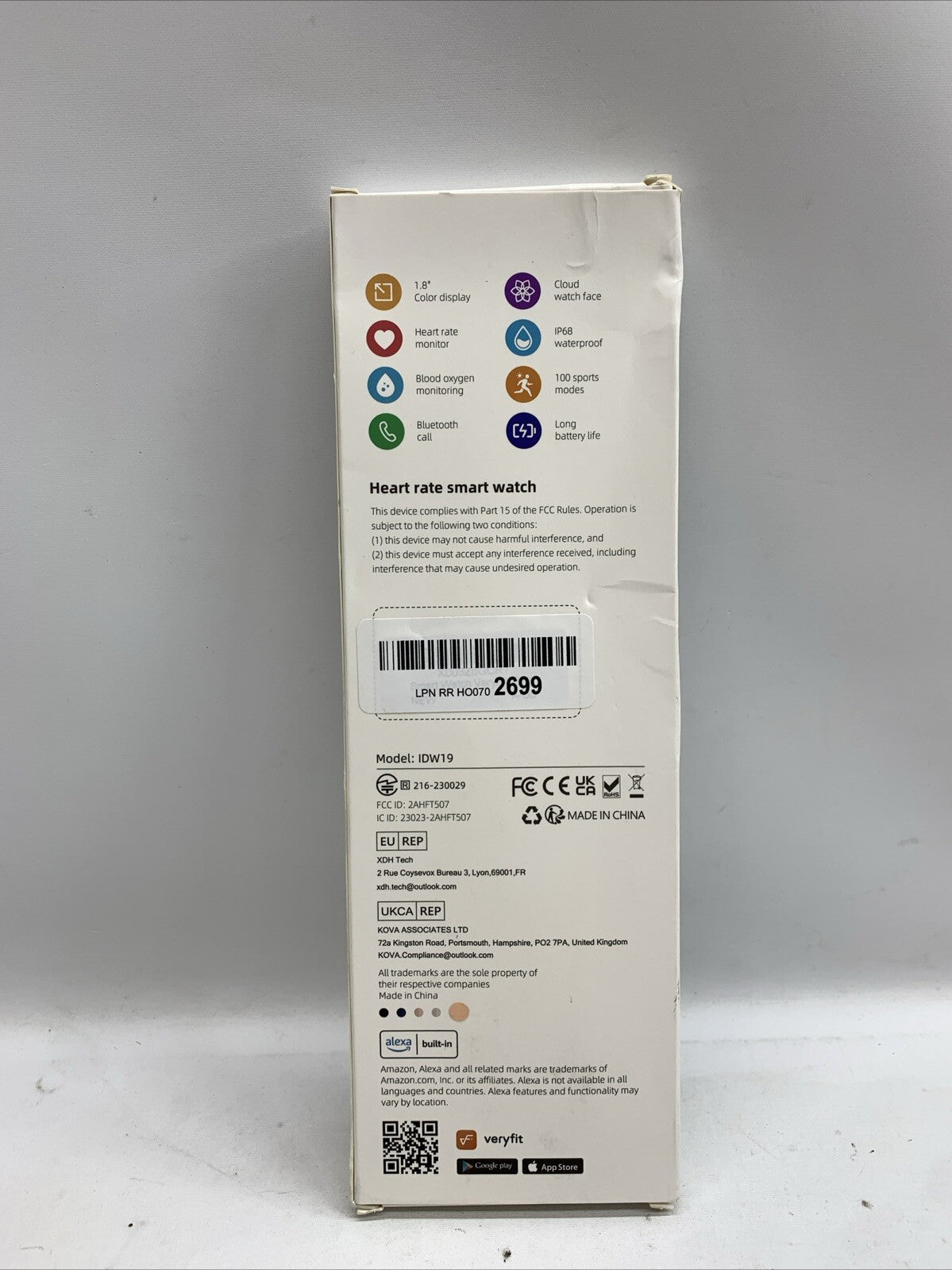 IDW19 Smart Watch Women Waterproof Heart Color Display Blood Oxygen Rose Gold