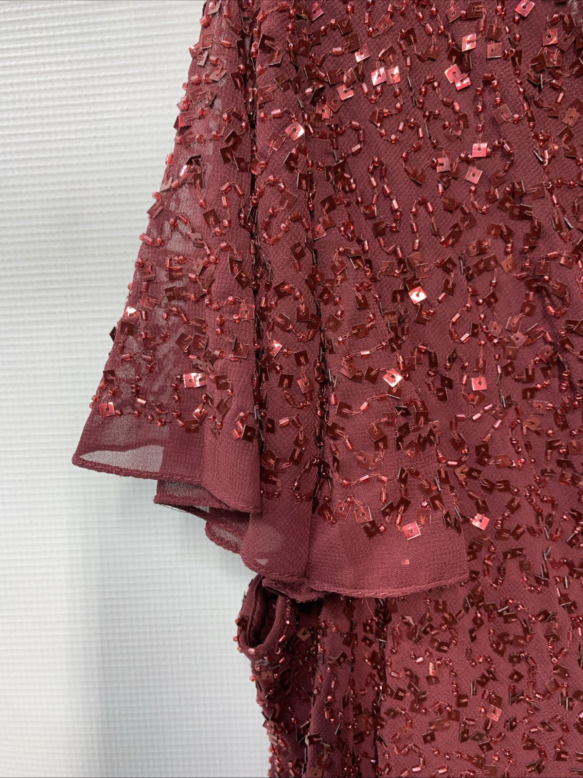 J Kara Women's Beaded Cowl Neck Flutter Sleeve Dress Cranberry Plus Size 22W