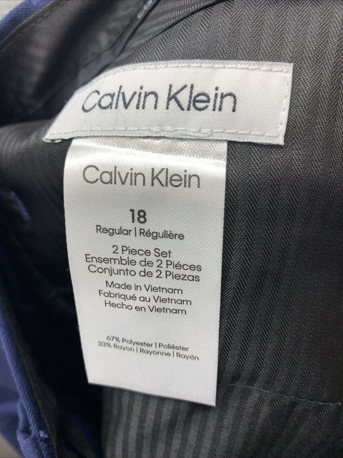 Calvin Klein Boys' 2-Piece Formal Suit Set Size 18 Long Sleeve Jacket and Pants