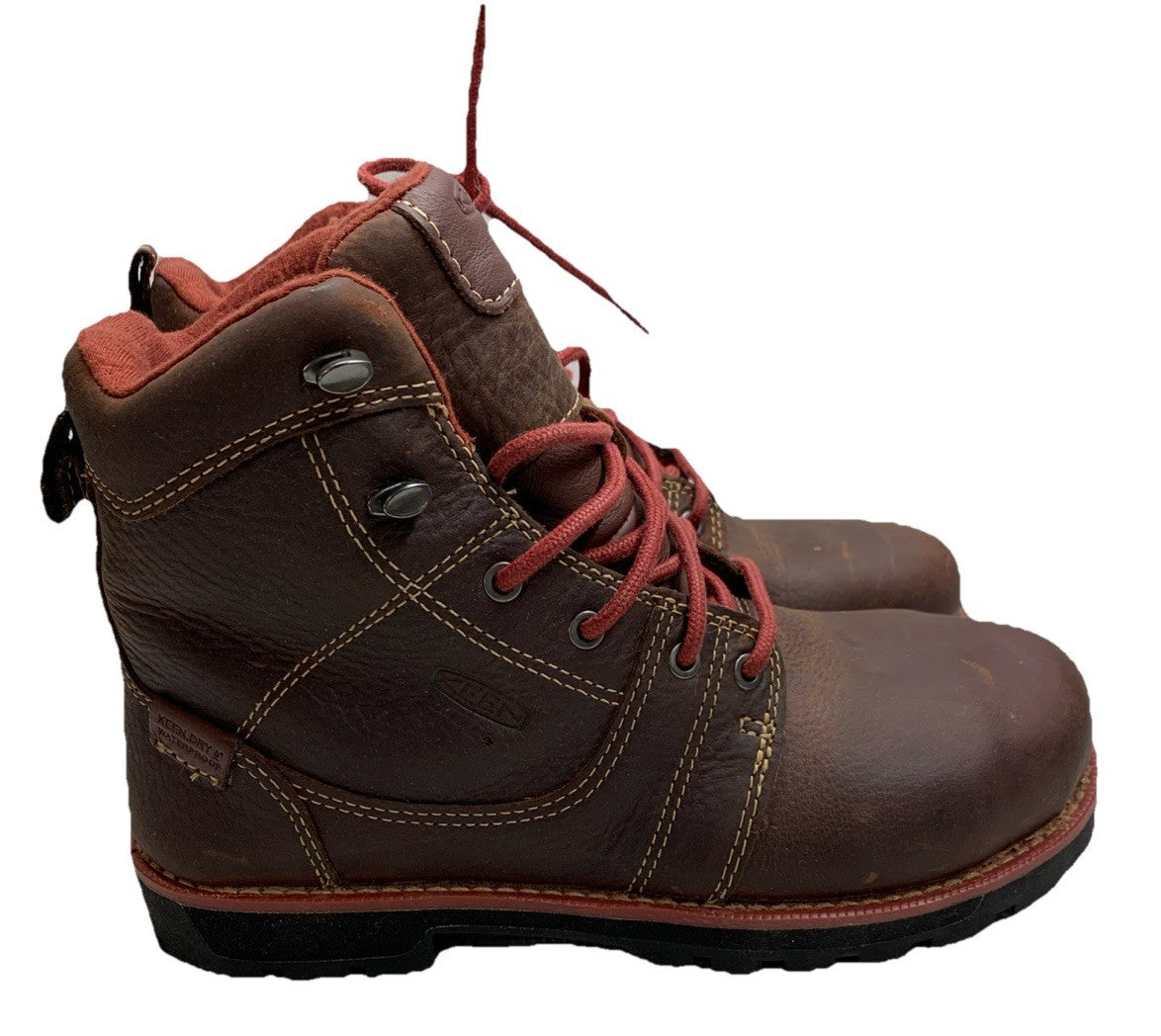 KEEN Utility Womens Seattle Alloy Toe Waterproof Work Boots Brown Size 7.5W Lace