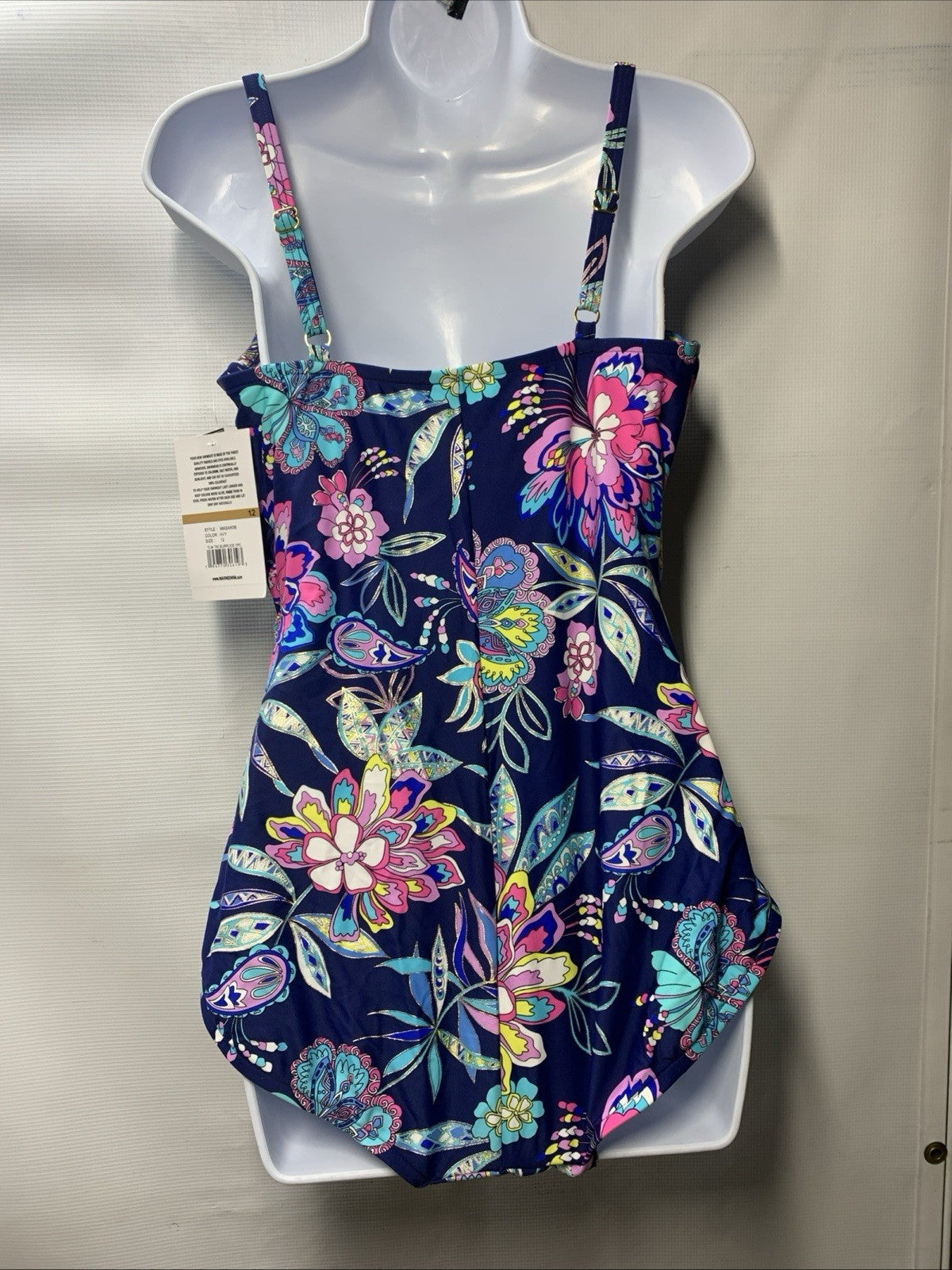 Maxine Of Hollywood Shirred Front Surplice One Piece Swimsuit MM2AW38 Size 12