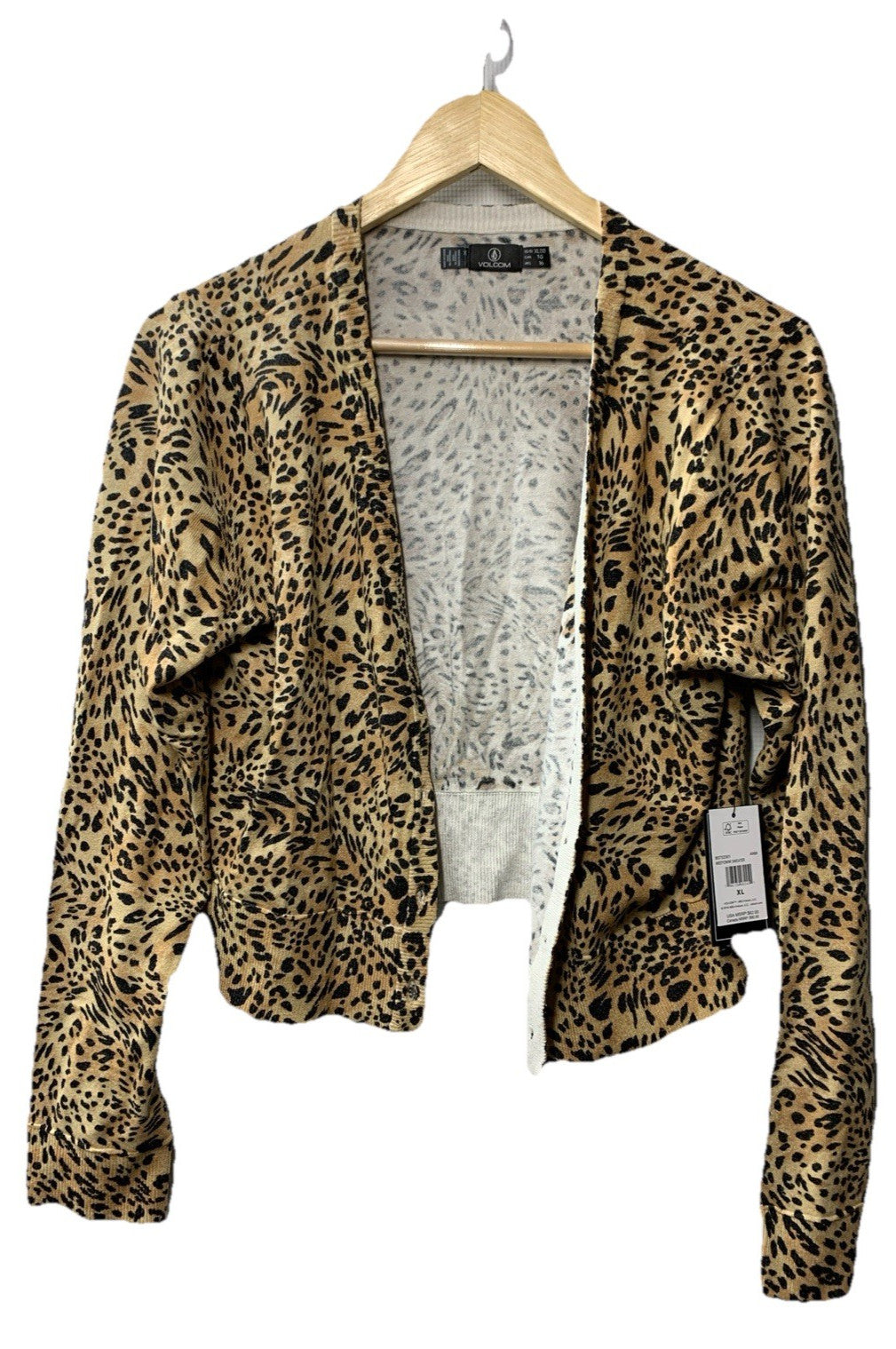 Volcom Women's Meeyoww Sweater Boxy Fitted Cardigan Size XL B0732301 Long Sleeve