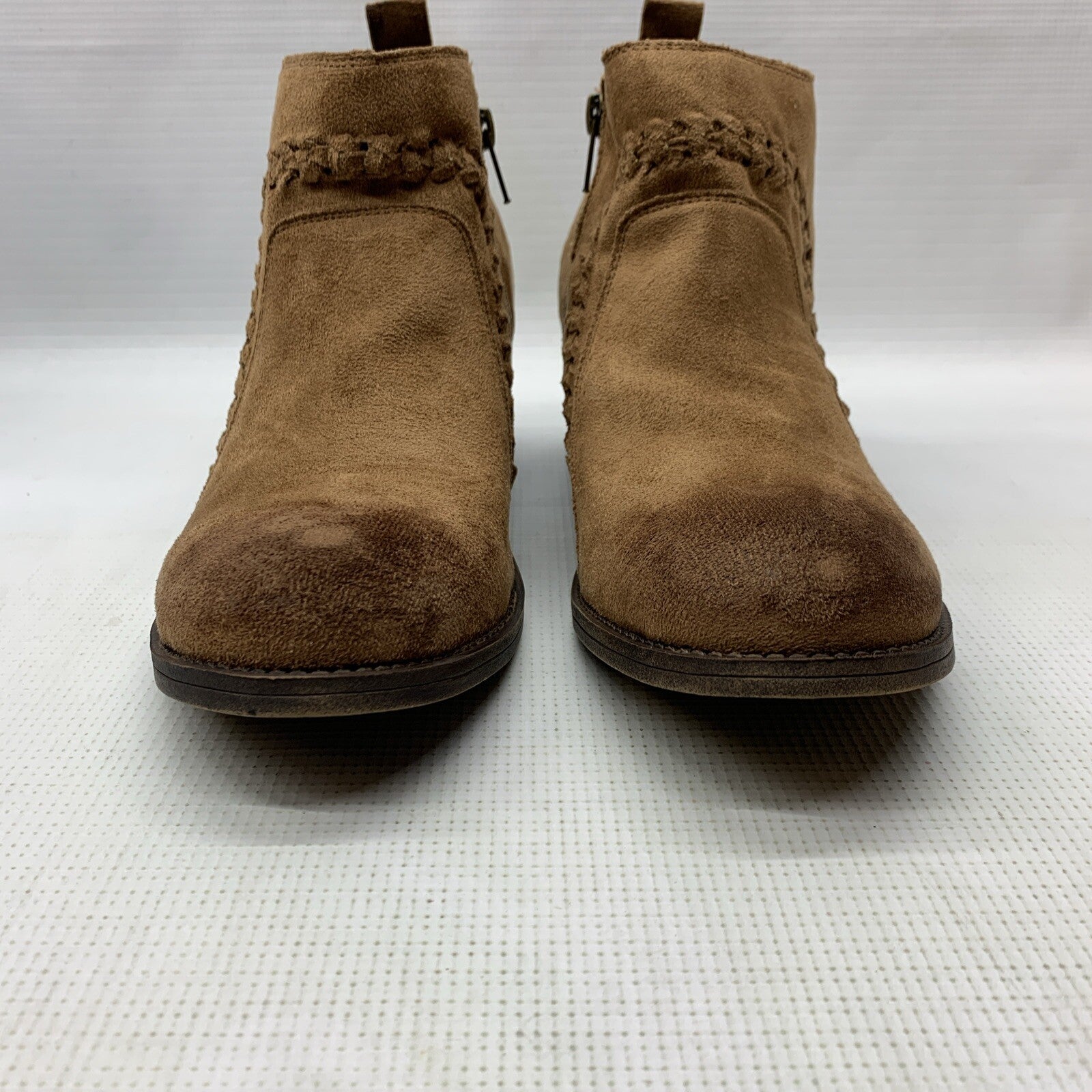 Billabong Tan Take A Walk Began Suede Braided Buckle Zip Up Ankle Boot Size 10