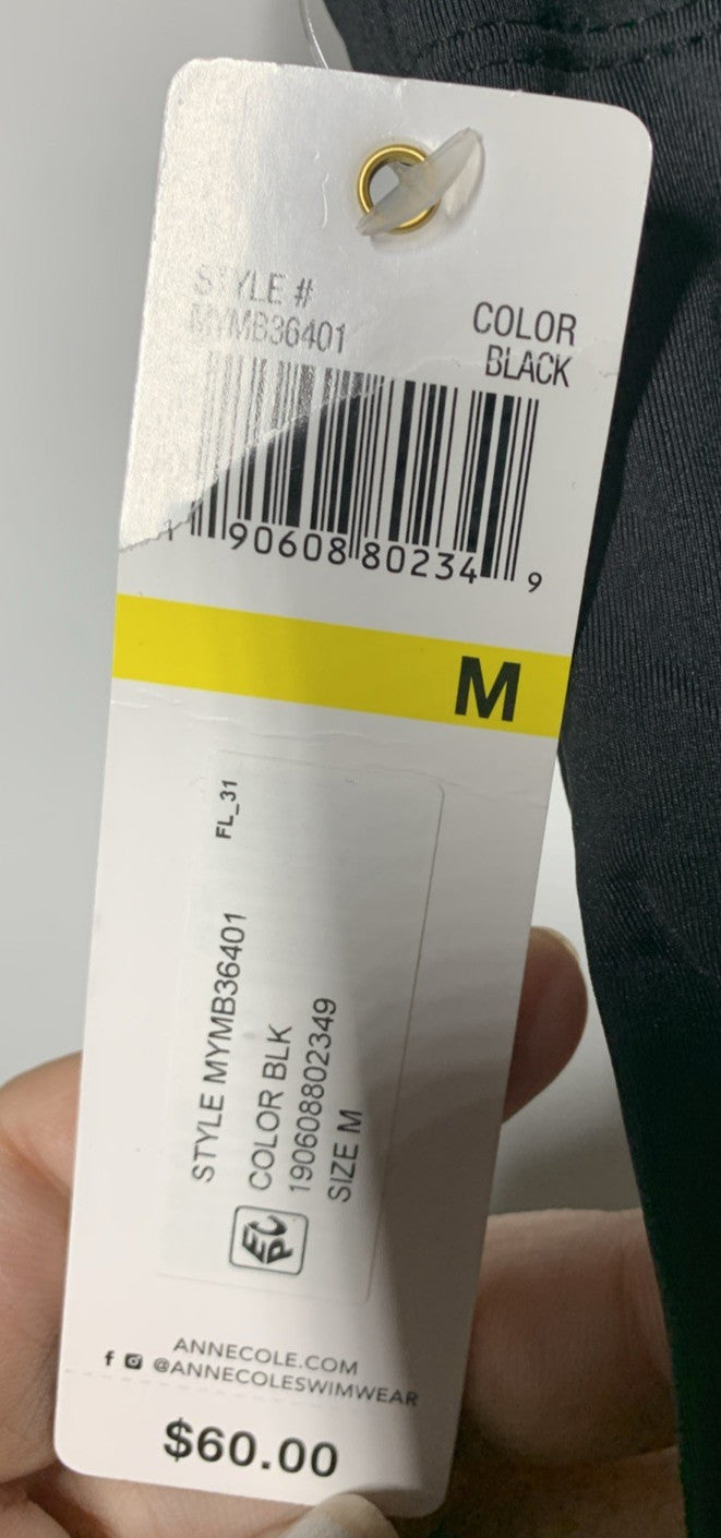 Anne Cole Women's Tummy Control Swim Bottom Black Pull-on Seamless Size Medium