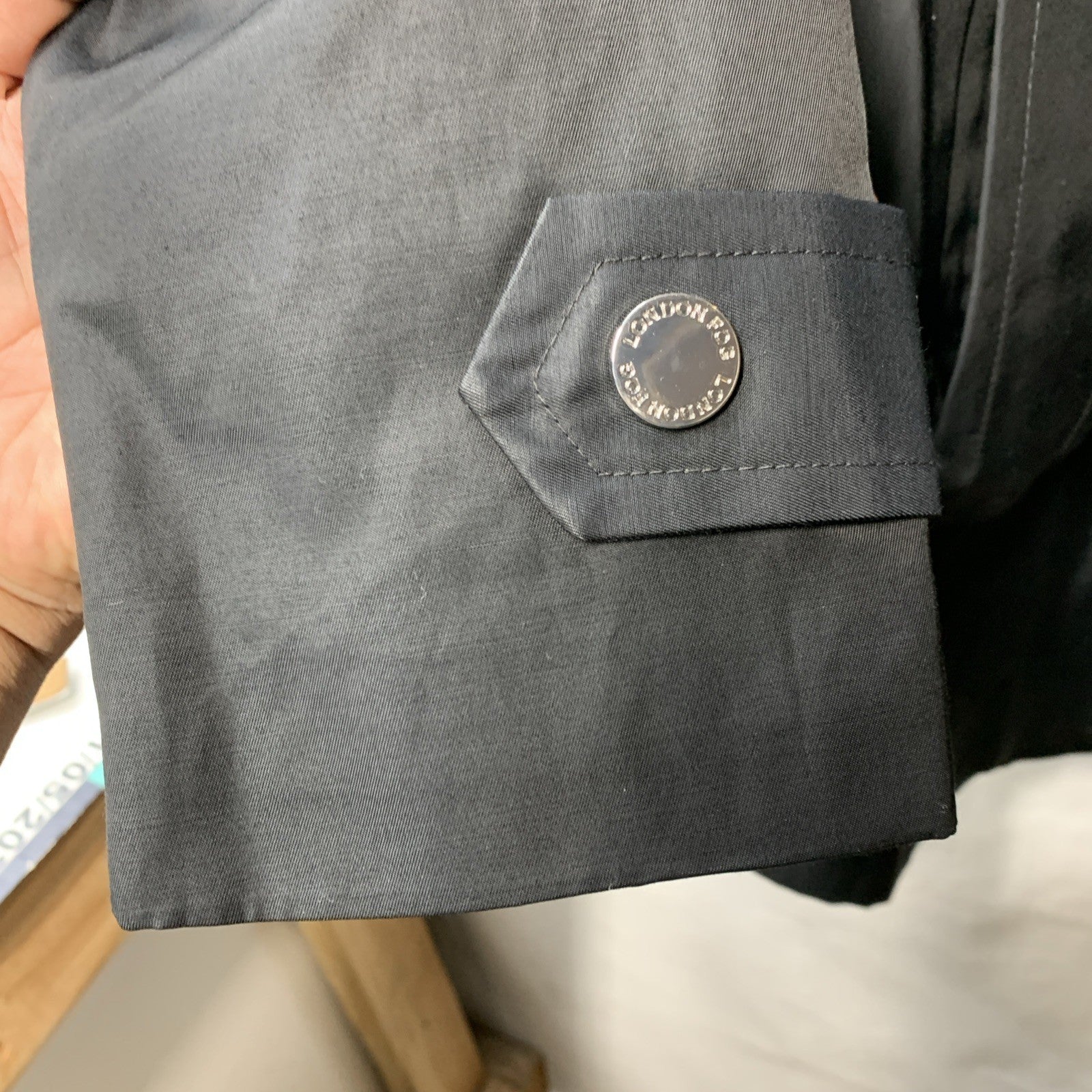 London Fog Women Trench Coat Jacket Long Sleeve with Hood & Pockets Black Medium