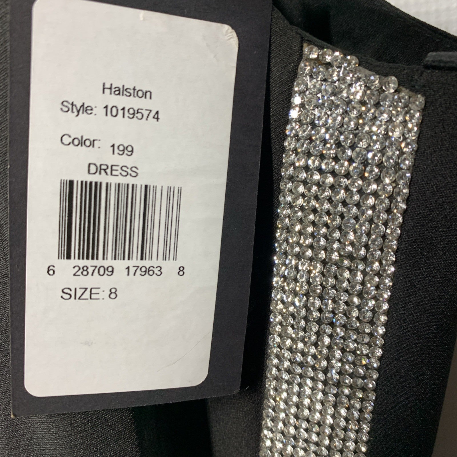 HALSTON Women's Annika Gown Dress Stretch Crepe Halter Black Sleeveless Size 8