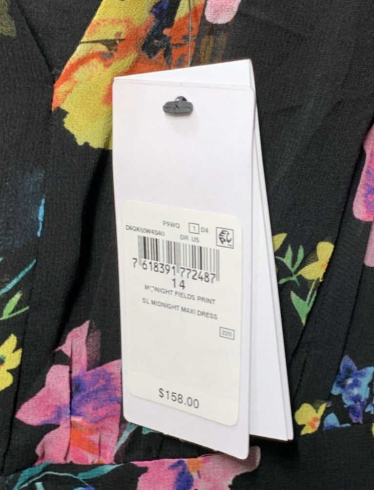 Guess Midnight Fields Women Maxi Dress Size 14 Floral Print Sleeveless V-neck