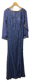 Alex Evenings Women's Long A-line Dress V-Neck with Draped Cowl Back Size 6