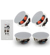 Herdio 6.5'' Bluetooth Ceiling Speakers 600W USB In Wall Amplifier Receiver 4pk