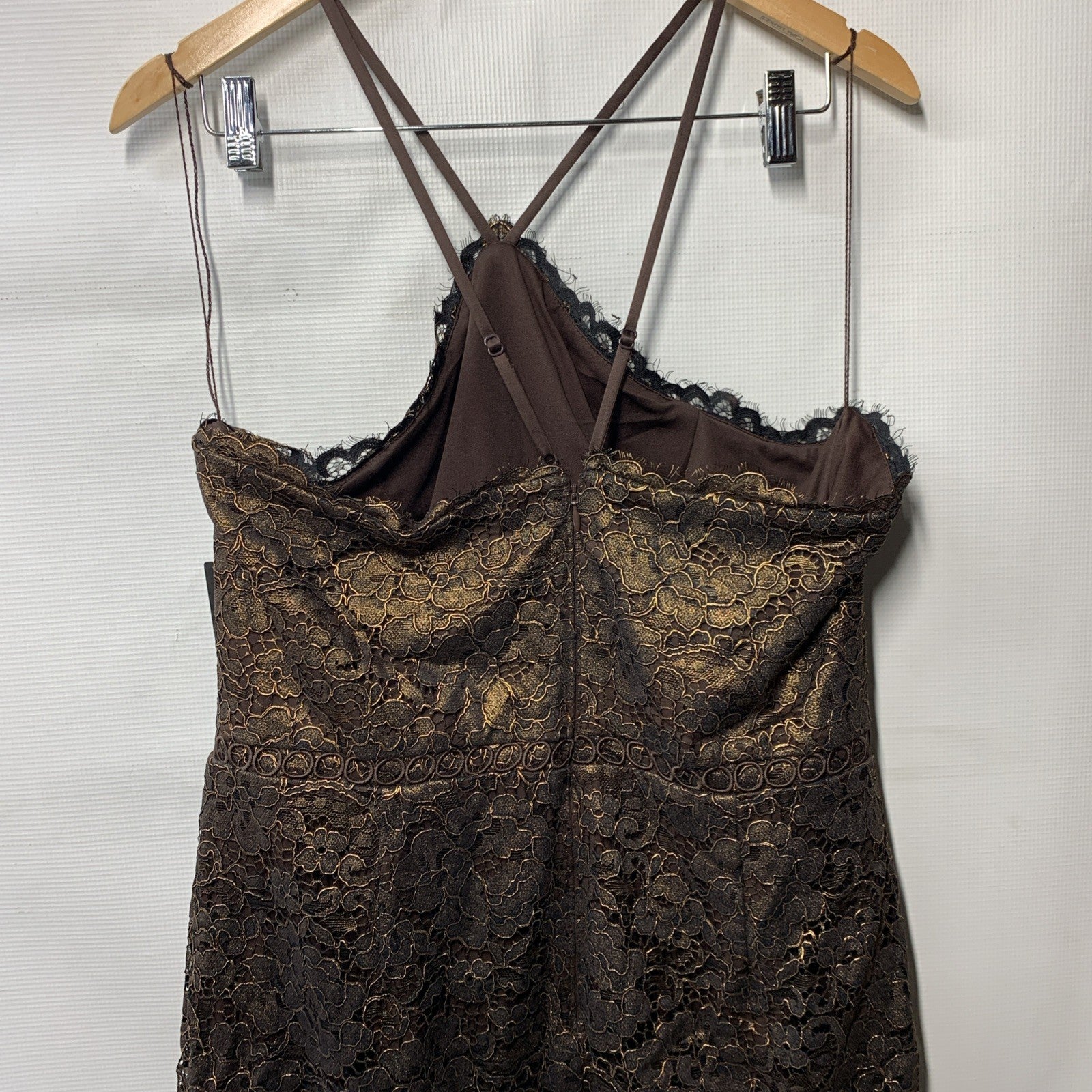 Adrianna Papell Size 18 Bronze Foil Lace Sheath Party Cocktail Dress Sleeveless