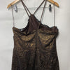 Adrianna Papell Size 18 Bronze Foil Lace Sheath Party Cocktail Dress Sleeveless