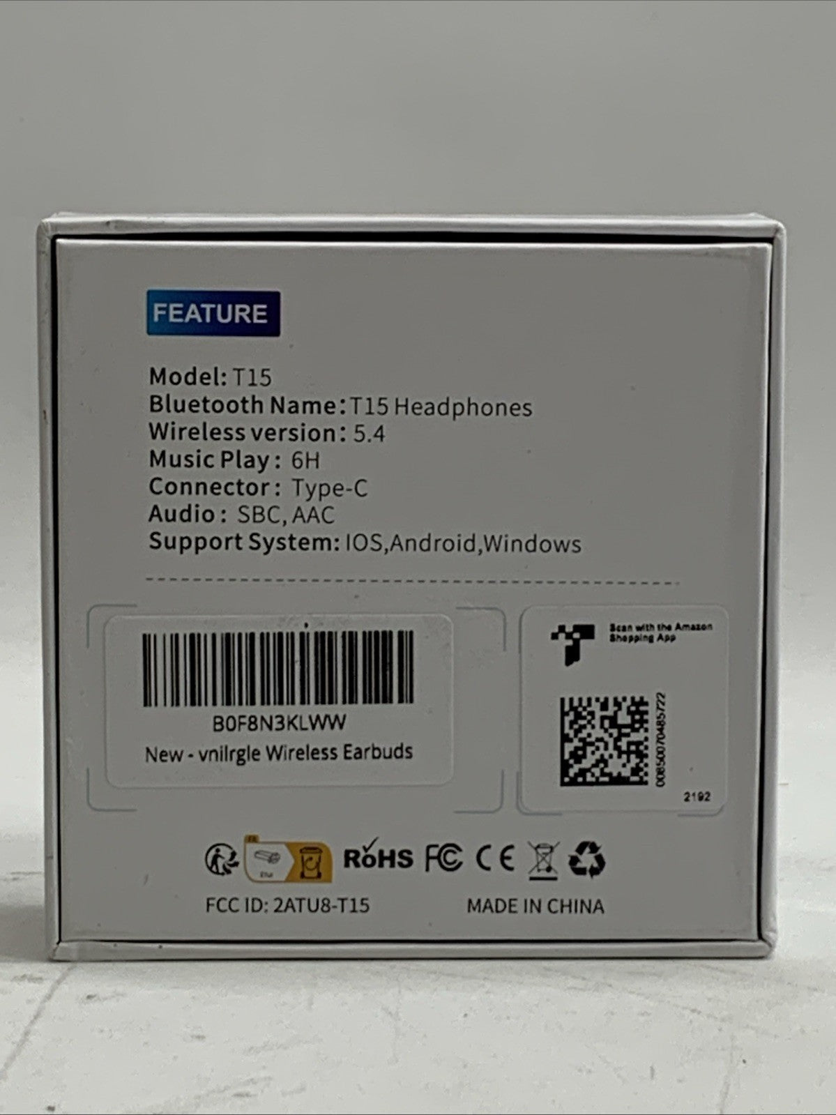 Open Ear T15 Headphones Earbuds wireless - 5.4 Bluetooth Ear Buds Type C Black