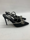 Steve Madden Viable High Stiletto Embellished Ankle Strap Size 10 Satin Black